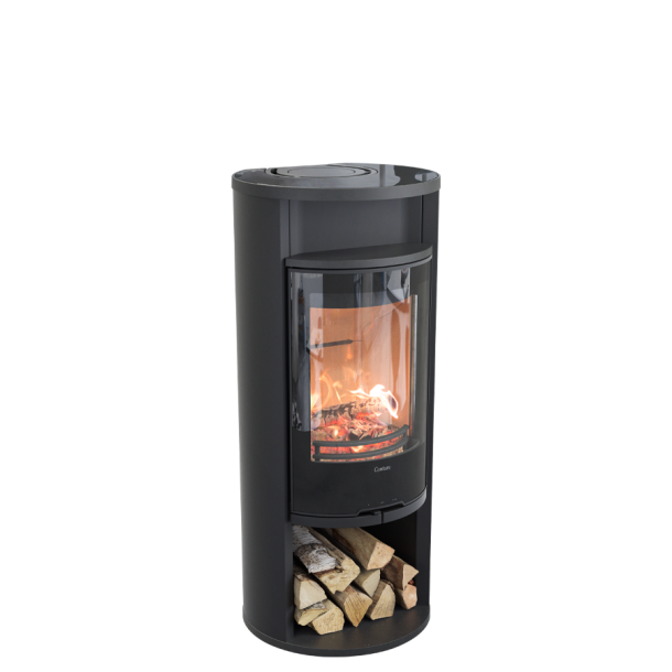 Contura 610G style sort med glastop og bagefag