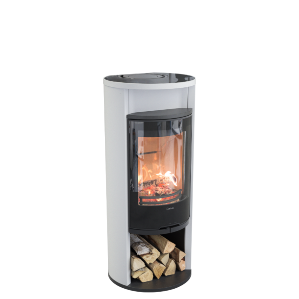 Contura 610G style hvid med glastop og bagefag