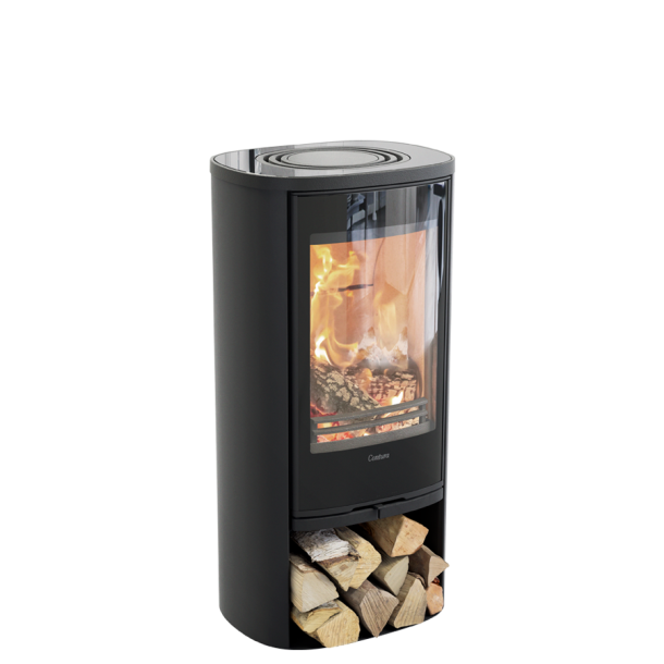 Contura 810G style sort med glastop