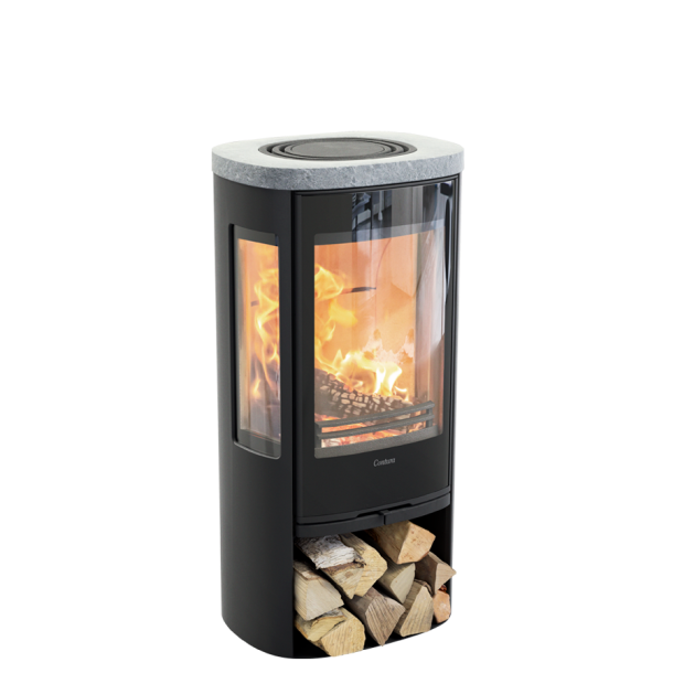 Contura 856G style sort med fedtstenstop