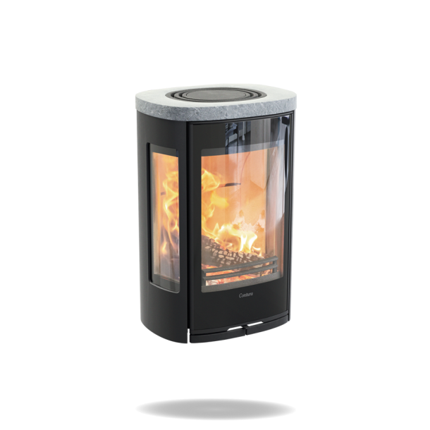 Contura 856WG style sort med fedtstenstop