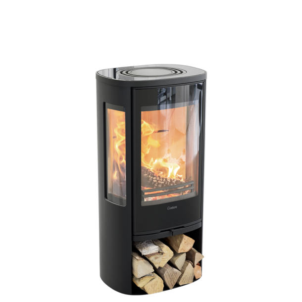 Contura 856G style sort med glastop