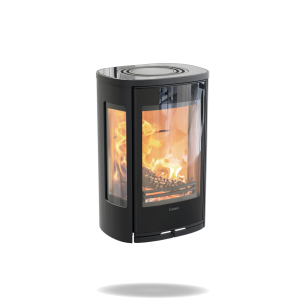 Contura 856WG style sort med glastop